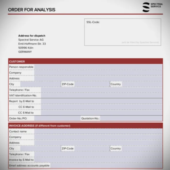 Our Order Form - Order & Sample Shipping